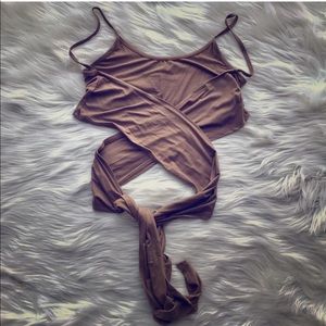 Brown wrap around waist crop top